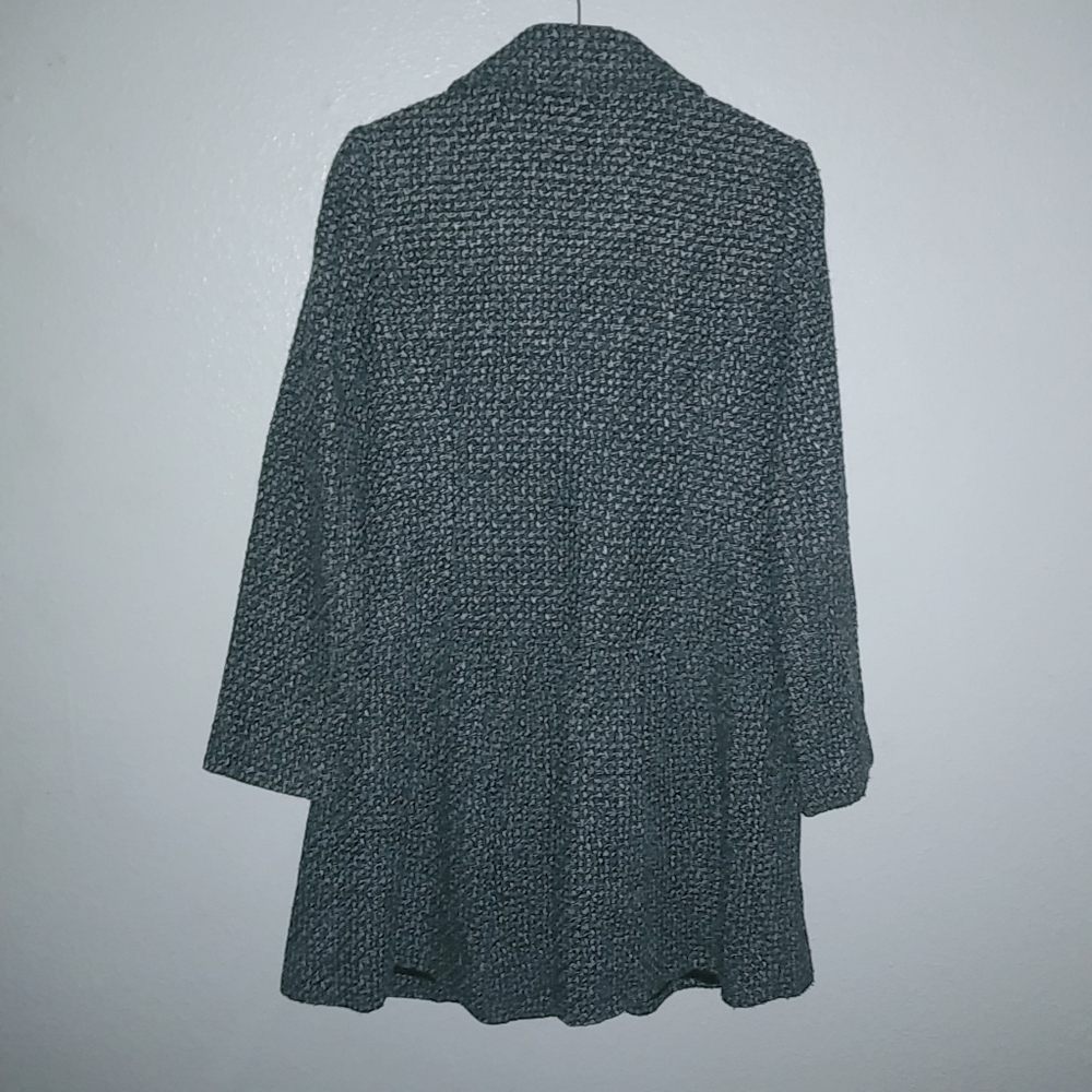 Anthropologie Beth Bowley L Tweed Double Breasted Overcoat in Black White - Picture 8 of 9